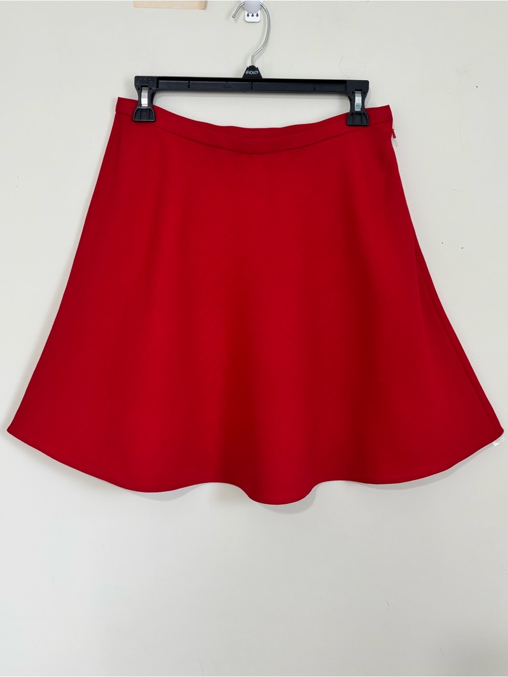 DKNY preppy red 100% wool office holiday party skater mini skirt women's 10